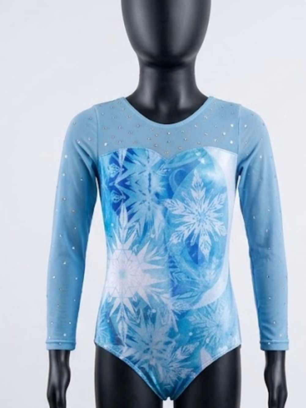 Light Blue Snowflake Long-Sleeve Leotard